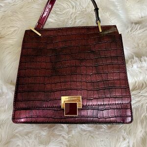 Kate Landry Maroon Faux‎ Alligator Embossed Shoulder Bag NWT